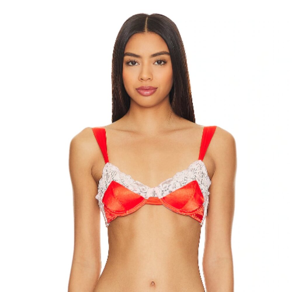 Free People x We Are HAH After Hours Bra Blood Orange Lace Padded Sz 30-38D NWT
